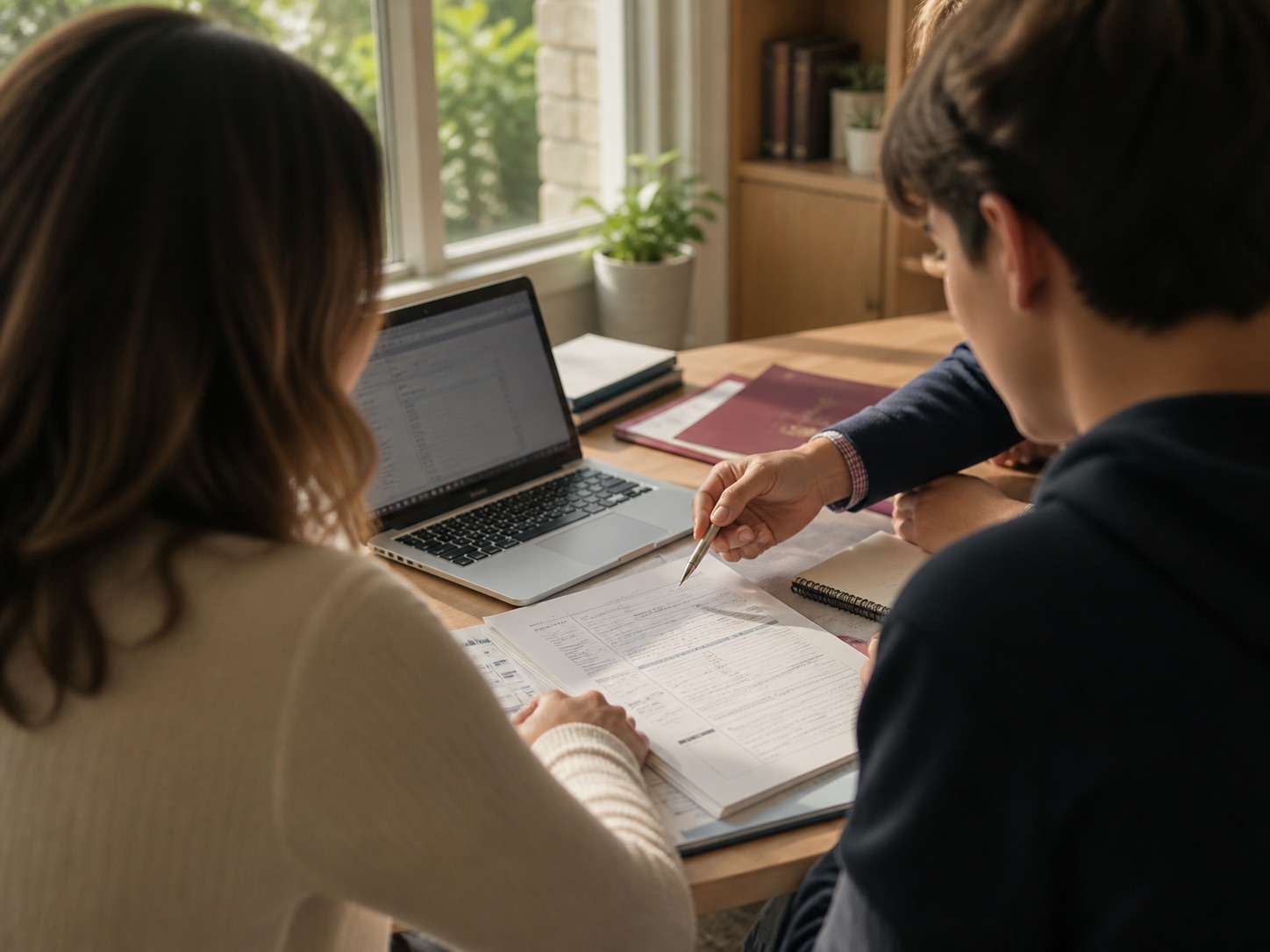 A family reviewing an academic plan